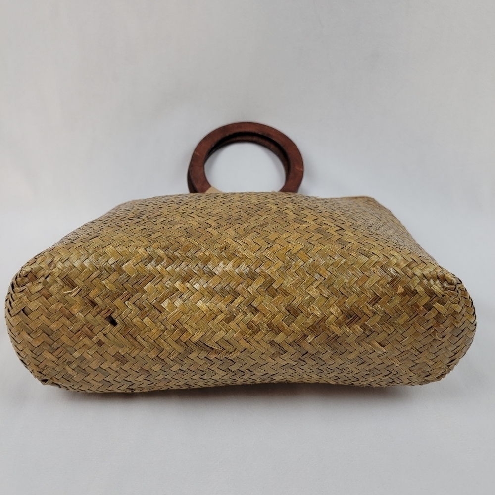 Paul Brent Sun N Sand wicker beaded starfish purse with wooden handles - Picture 6 of 9